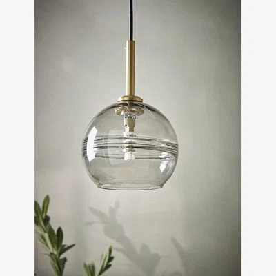 Cox and Cox Smoked Ribbed Glass Pendant - Round
