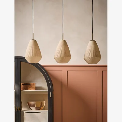 Cox and Cox Ribbed Tapered Trio Pendant