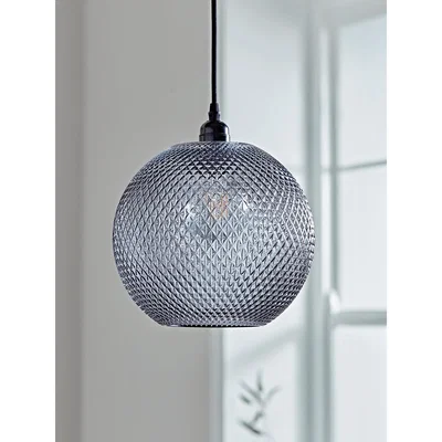 Cox and Cox Grey Textured Round Pendant