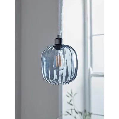 Cox and Cox Fluted Glass Pendant - Blue