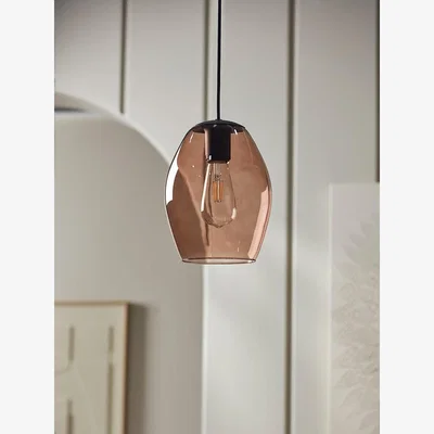 Cox and Cox Brown Glass Oval Pendant