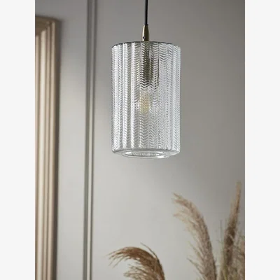 Cox and Cox Herringbone Glass Pendant - Column