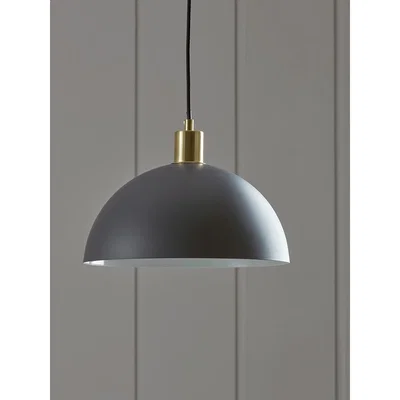 Cox and Cox Metal Dome Pendant - Dark Grey