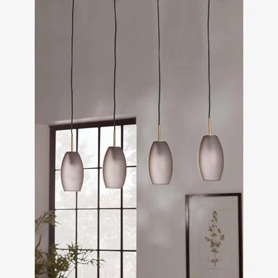 Cox and Cox Four Grey Ombre Frosted Glass Pendant