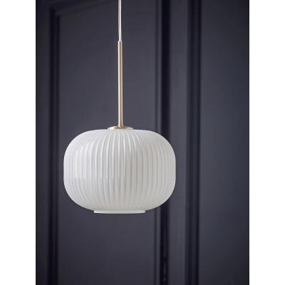 Cox and Cox Fluted Milky Glass Pendant - Squoval