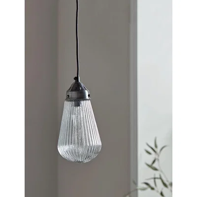 Cox and Cox Fluted Glass Pendant - Teardrop