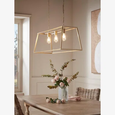 Cox and Cox Large Metal Trapeze Pendant - Gold