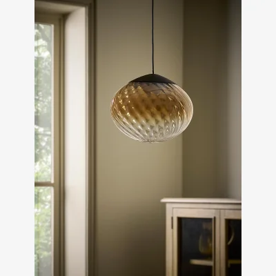 Cox and Cox Amber Spiral Glass Pendant