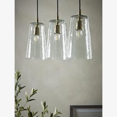 Cox and Cox Three Tapered Glass Pendants