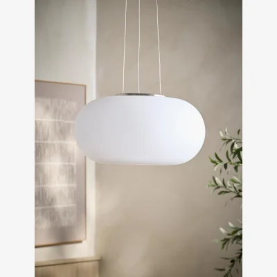 Cox and Cox Opal Glass & Nickel Pendant Light