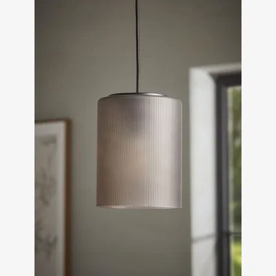 Cox and Cox Ribbed Column Smoke Glass Pendant