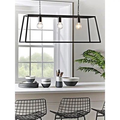 Cox and Cox Large Metal Trapeze Pendant - Black