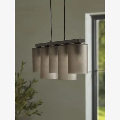 Cox and Cox Five Ribbed Column Smoke Glass Pendant