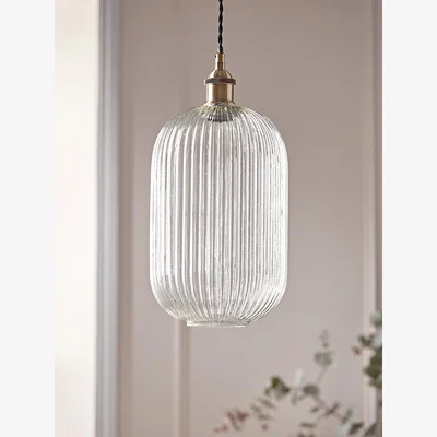 Cox and Cox Ribbed Glass Pendant