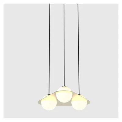 The Conran Shop Laurent 08 Suspension Light Brass Frame Black Cables 3 Spheres