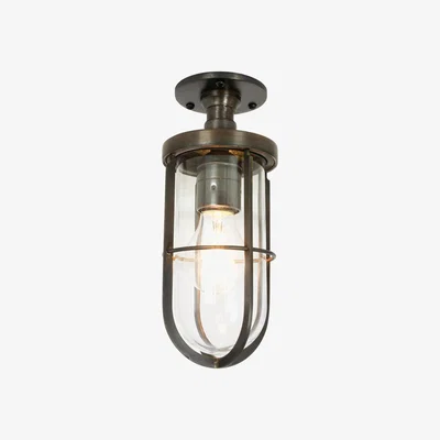 The Conran Shop Weatherproof Ship's Ceiling Light Weathered Brass & Clear Glass