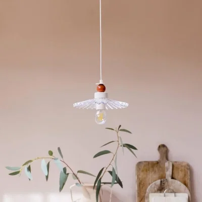 Cult Furniture houseof Ribbed Glass Ceiling Light, Red & Pink
