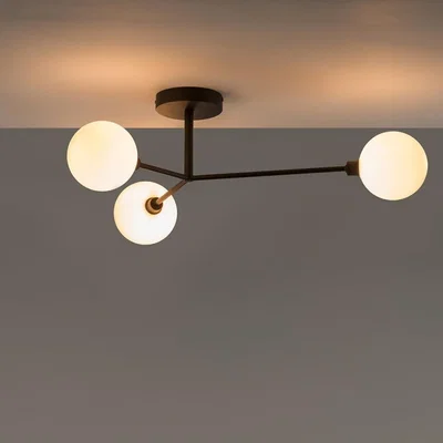 Cult Furniture houseof 3 Light Flush Ceiling Light, Charcoal