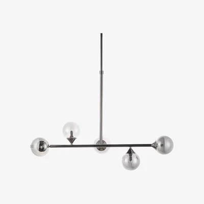 Cult Furniture Elias Pendant Chandelier, Smokey Glass & Chrome Black