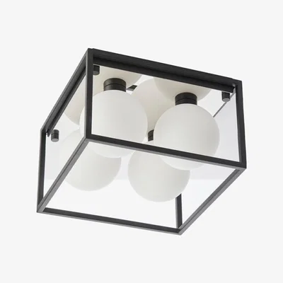 Cult Furniture Aldgate Flush Square Ceiling Light, Black