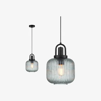 Cult Furniture Mood Living Napoli Glass Pendant Light, Smoky Grey & Black Size: Small