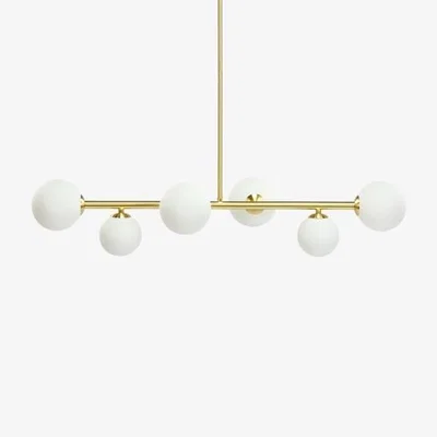 Cult Furniture Margot Globe Pendant Chandelier, White Opal & Brass