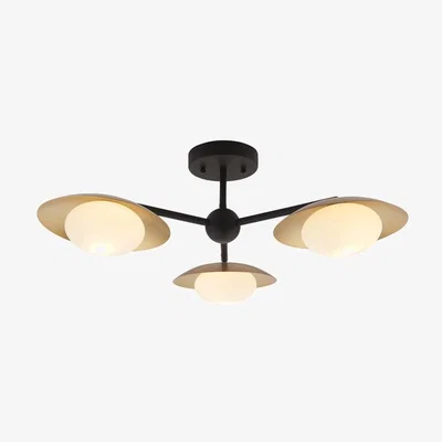 Cult Furniture Temuka Flush Ceiling Light, Black & Brass