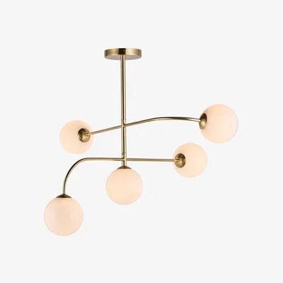 Cult Furniture Arely Flush Ceiling Light, Brass & Opal Glass