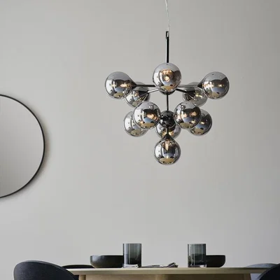 Cult Furniture £30  Off  Oscar Globe Pendant Chandelier, Smokey Grey