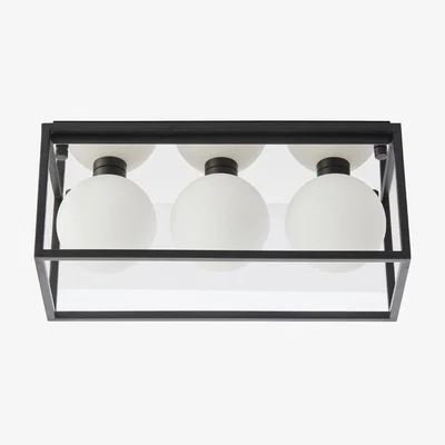 Cult Furniture Aldgate Flush Rectangular Ceiling Light, Black