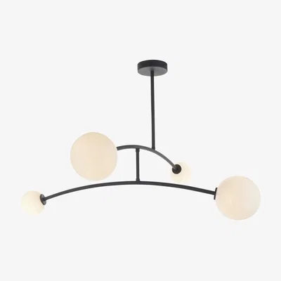 Cult Furniture Rica Chandelier Pendant Light, Matte Black & Opal