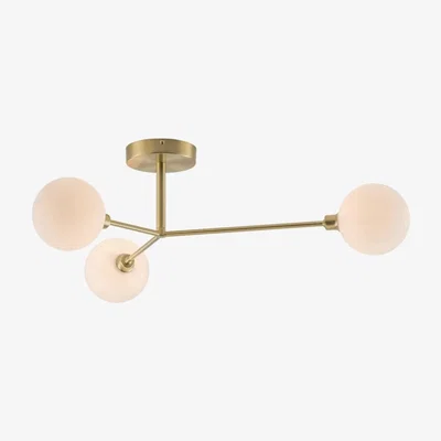 Cult Furniture houseof 3 Light Flush Ceiling Light, Brass