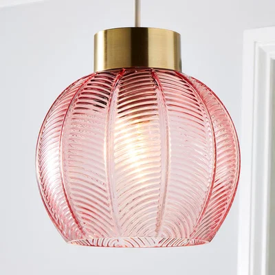 Dunelm Colleen Pink Glass Easy Fit Pendant Pink