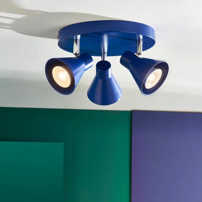 Dunelm Elements Briggs 3 Light Adjustable Spotlight Blue