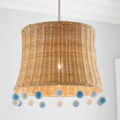 Dunelm Fiesta Rattan Pom Pom Easy Fit Pendant Shade Blue