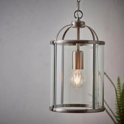 Dunelm Vogue Lambeth Glass Pendant Ceiling Fitting Silver