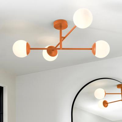 Dunelm Tela 4 Light Semi Flush Bathroom Ceiling Light Orange