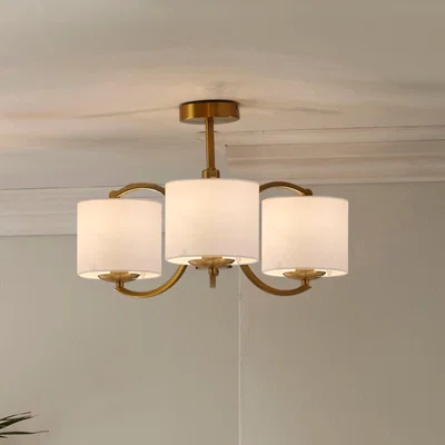 Dunelm Arcadia 3 Arm Semi Flush Pendant, Brass Gold