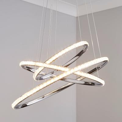 Dunelm Cali 3 Light Integrated LED Hoop Crystal Ceiling Fitting Chrome