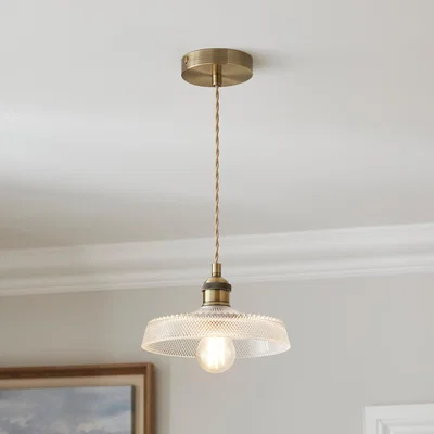 Dunelm Churchgate Shilton Pressed Glass Adjustable Pendant Light Gold