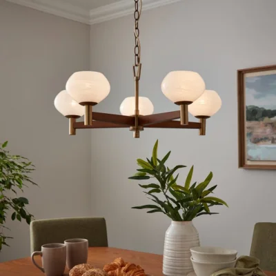 Dunelm Hartford Alabaster 5 Light Semi Flush Ceiling Light