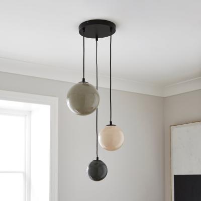 Dunelm Eli Ribbed 3 Light Adjustable Cluster Ceiling Light MultiColoured