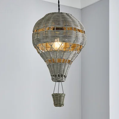 Dunelm Hot Air Balloon Rattan Easy Fit Pendant Grey