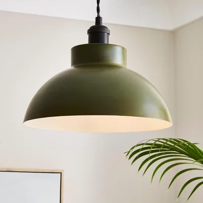 Dunelm Barque Metal Pendant Light Olive (Green)
