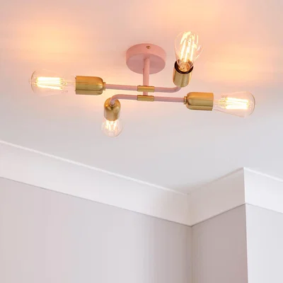 Dunelm Kacy Flush Ceiling Fitting Blush