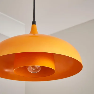 Dunelm Elements Lennon Industrial 2 Tier Dome Pendant Light Tangerine (Orange)