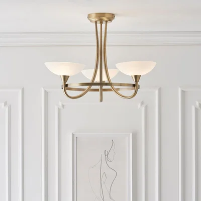 Dunelm Vogue Cagney 3 Light Semi Flush Ceiling Light Gold