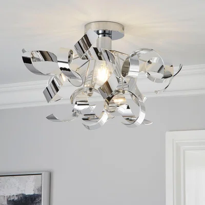 Dunelm Iris Semi Flush Ceiling Fitting Chrome
