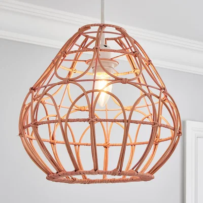 Dunelm Decorative Cane Easy Fit Pendant Pink