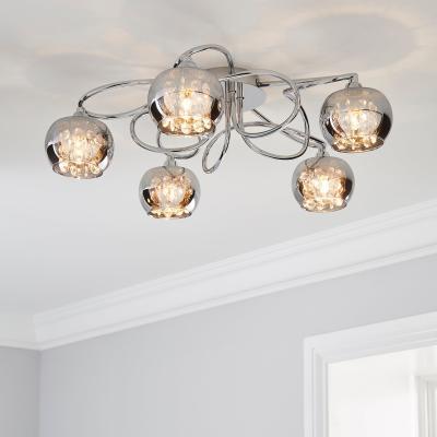 Dunelm Seychelles Smoked 5 Light Flush Ceiling Fitting Grey